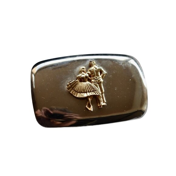 Vintage Silver and Gold Plate Square Dancer Belt Buckle - Picture 1 of 5